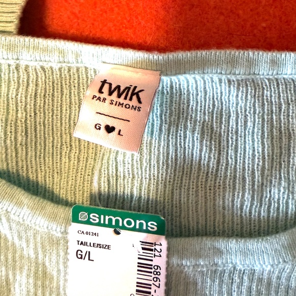 qua blue coord set with short sleeve ribbed cardigan and matching rib knit crop - Picture 5 of 10